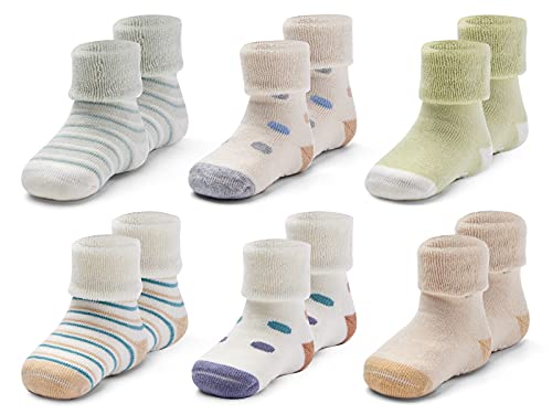 Qterdiz Baby Anti Rutsch Wintersocken Baby Jungen Warme Frottee Socken Baby Mädchen Dicke Thermosocken 6 Paar 12-24 Monate von Qterdiz