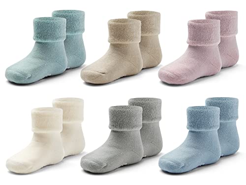 Qterdiz Baby Anti Rutsch Wintersocken Baby Jungen Warme Frottee Socken Baby Mädchen Dicke Thermosocken 6 Paar 2-4 Jahre von Qterdiz