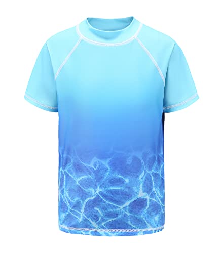 Qterdiz Jungen Kurzarm Schwimmshirt Kinder Schnelltrocknendes Badeshirt Rashguard Badeanzug 122 128/7-8 Jahre von Qterdiz