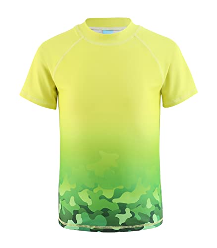 Qterdiz Jungen Kurzarm Schwimmshirt Kinder Schnelltrocknendes Badeshirt Rashguard Badeanzug 122 128/7-8 Jahre von Qterdiz