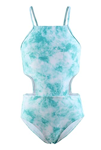 Qterdiz Mädchen Einteiliger Badeanzug Kinder Bademode Schwimmanzug für Mädchen Tie Dye 116/5-6 Jahre von Qterdiz