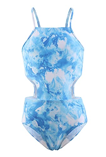 Qterdiz Mädchen Einteiliger Badeanzug Kinder Bademode Schwimmanzug für Mädchen Tie Dye 134 140/9-10 Jahre von Qterdiz