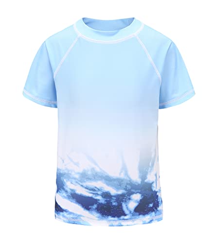 Qterdiz Mädchen Kurzarm Schwimmshirt Kinder Schnelltrocknendes Badeshirt Rashguard Badeanzug 134 140/9-10 Jahre von Qterdiz