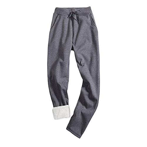 Warme Winter-Jogginghose mit Kordelzug und Samthose, legere elastische Taille für Frauen, grau, M von Qtinghua