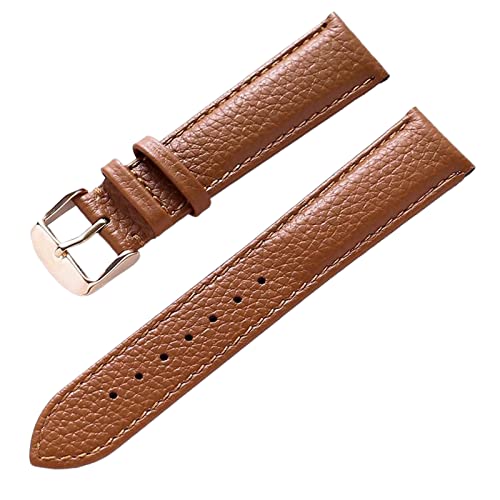 QtthZZr Litschi-Korn-Rindsleder-Uhrenarmband aus echtem Lederarmband für Herren, wasserdicht, 14-18 mm, Uhrenkette, Zubehör, Braune Rose, 17 mm QtthZZr Litschi-Korn-Rindsleder-Uhrenarmband aus echtem Lederarmband für Herren, wasserdicht, 14-18 mm, Uhrenkette, Zubehör, Braune Rose, 17 mm von QtthZZr