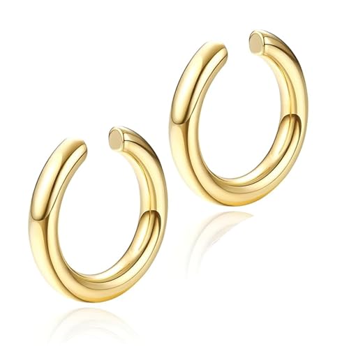 Ear Cuff Für Damen, Fake Piercing Ohrmanschette Ohrringe Knorpel Ohrringe Gold Funkelnde Runde Ohne Ohrloch für Frauen und Mädchen,16mm,18mm(Verpackt) von QttvbTna