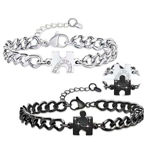 QttvbTna Paar Armbänder Partnerarmbänder mit Puzzle, 2 Stück Partnerarmbänder, Verstellbare Puzzle Armband, Partner geschenke, Geschenk für Sie und Ihn Geschenk von QttvbTna