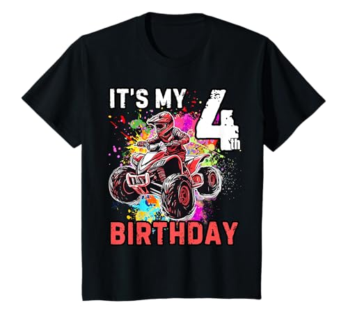 Kinder ATV Boy Es ist Mein 4. Geburtstag ATV Racing 4 Wheeler Birthday T-Shirt von Quad Bike Boy Birthday Off-Road Dirt Biking Tee