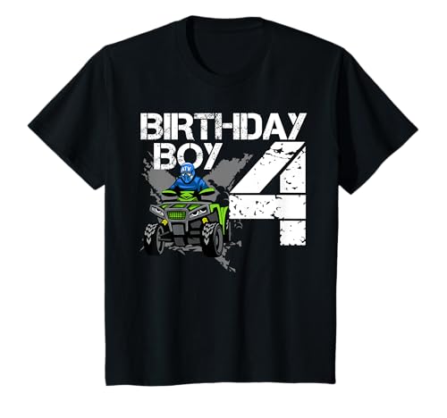 Kinder Quad Quad Quad Birthday Boy 4 Jahre T-Shirt von Quad Biking Birthday Boy