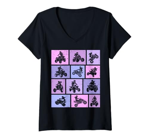 Damen Quad ATV Damen Mädchen Kinder T-Shirt mit V-Ausschnitt Damen Quad ATV Damen Mädchen Kinder T-Shirt mit V-Ausschnitt von Quad Kleidung Quad Fahrer Motorsport Geschenkidee