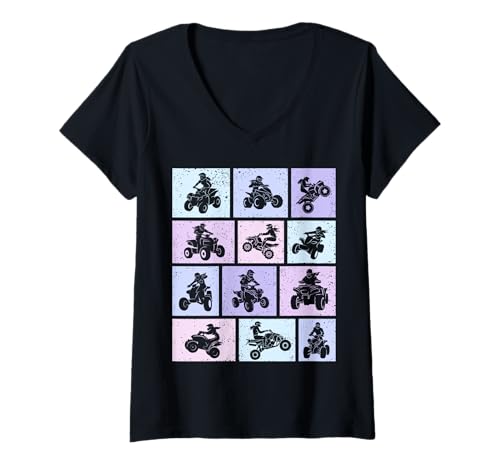 Damen Quad ATV Damen Mädchen Kinder T-Shirt mit V-Ausschnitt Damen Quad ATV Damen Mädchen Kinder T-Shirt mit V-Ausschnitt von Quad Kleidung Quad Fahrer Motorsport Geschenkidee