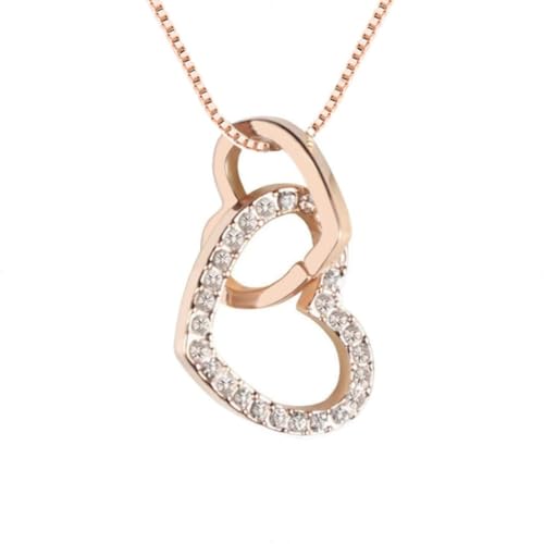Damen Halskette 'Two Hearts', verziert mit funkelnden Kristallen von Swarovski®, Herzkette, Farbe: rosegold von Quadiva