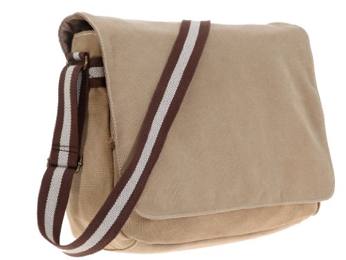 Tasche QUADRA CANVASBAG DIN A4 Canvas Canvastasche Tasche Schultertasche (Camel Sand) von Quadra