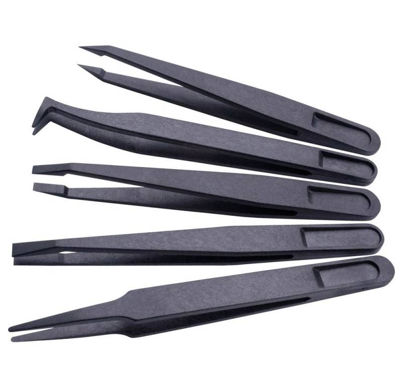 Quadrios Pinzette Quadrios 1903EC095 ESD Pinzette 5teilig Flach-breit, Flach, gebogen von Quadrios