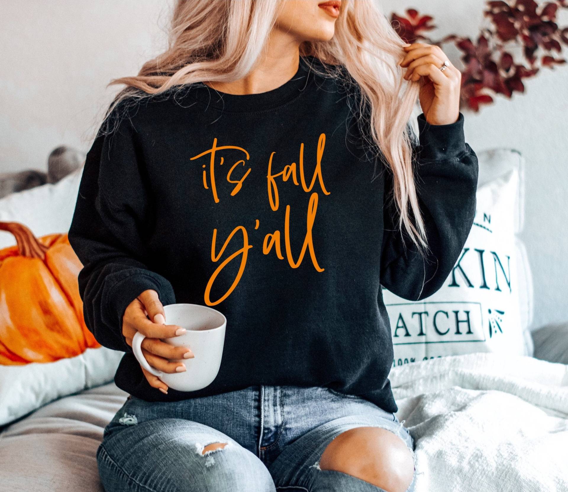 It's Fall Y'all Sweatshirt Frauen Herbst Shirt Cute Top Graphic Mom Familie Thanksgiving Pullover Vibes Lehrer von QuailRunDesigns