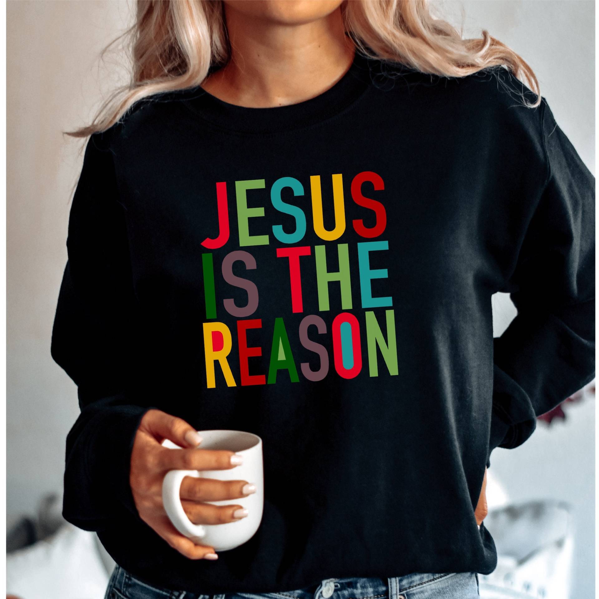 Jesus Ist Der Grund Christmas Sweater Sweatshirt Christian Religiöse Feiertags-Sweatshirt Weihnachtshemd-Feiertags-Party-Geschenk von QuailRunDesigns