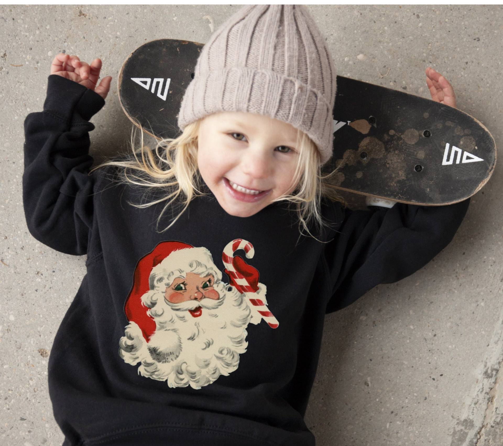 Kinder Weihnachtsmann Weihnachten Sweatshirt Retro Weihnachtspullover Vintage Urlaub Pullover Weihnachtshemd Passende Familie Weihnachtshemden von QuailRunDesigns