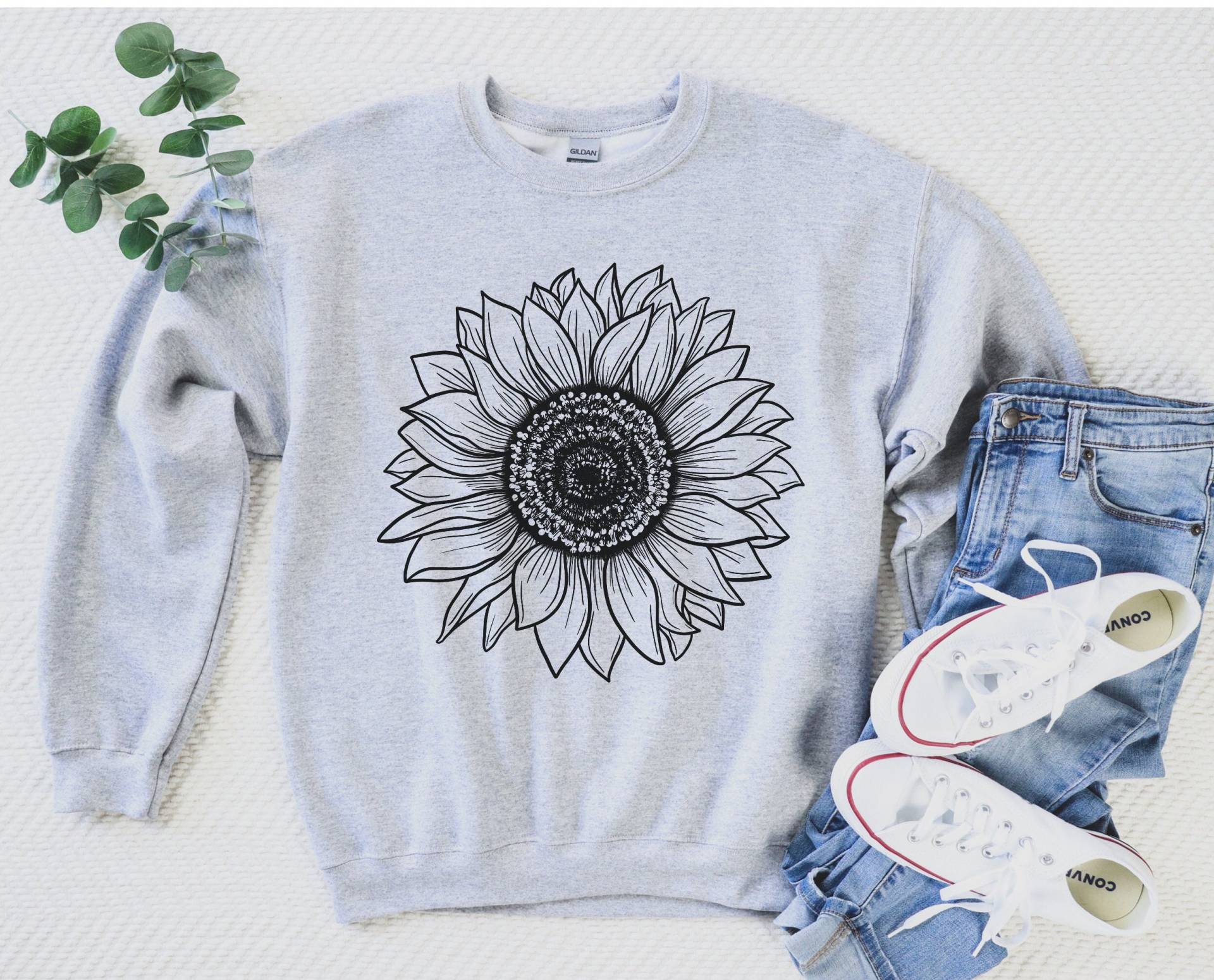 Sonnenblume Sweatshirt, Urlaub Shirt, Damen Garten Lustiges Blumen Pflanzen Pullover von QuailRunDesigns