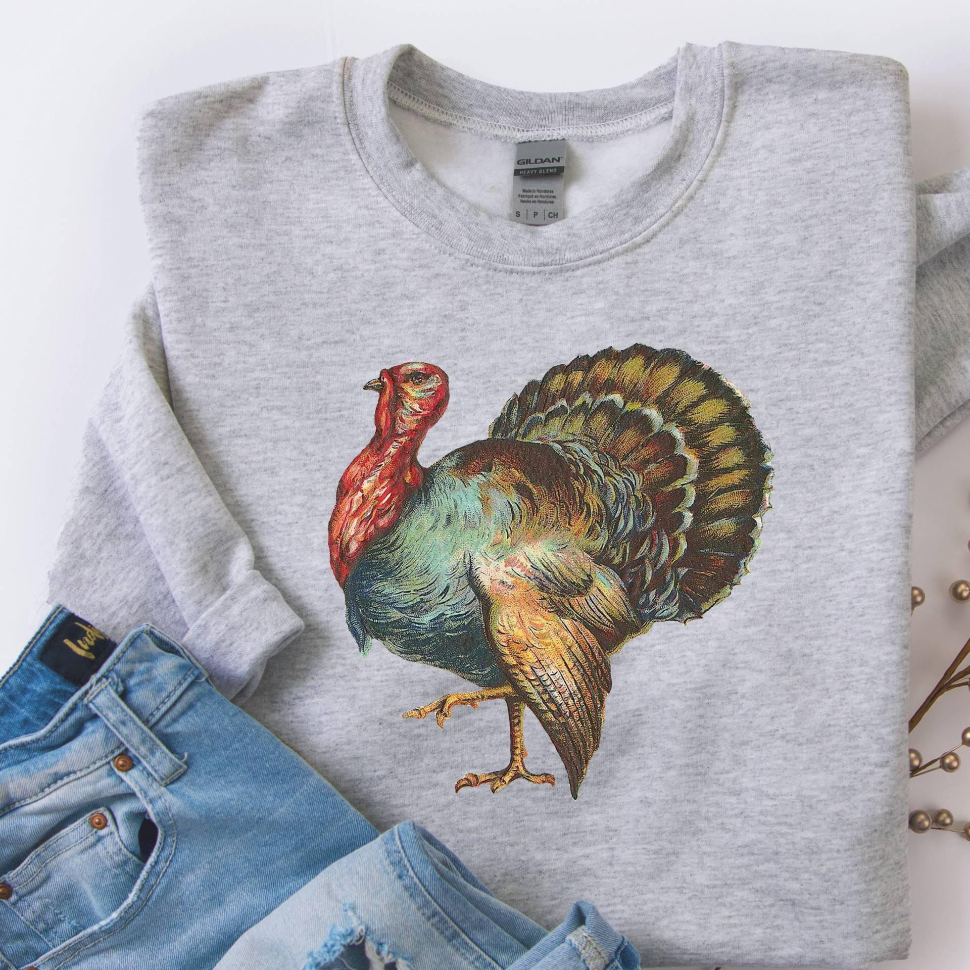 Vintage Thanksgiving-Türkei-Sweatshirt Damen Herbst Shirts Tops Unisex Pullover Dankbares Shirt Mom Thanksgiving Passende von QuailRunDesigns