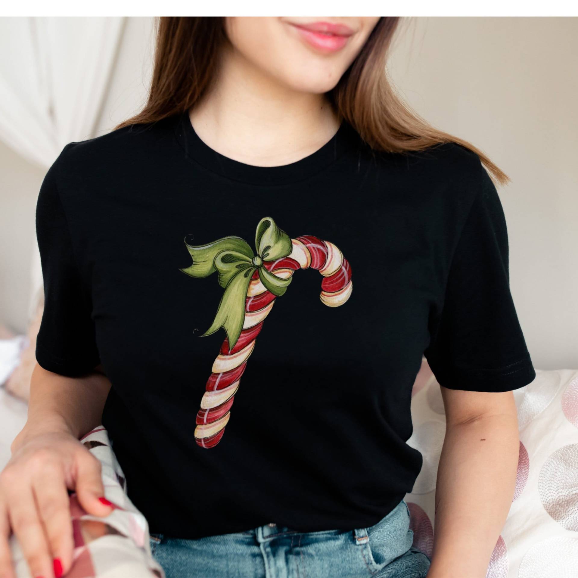 Vintage Zuckerstange Shirt Retro Weihnachts T-Shirt Urlaub Frauen Weihnachtsgeschenk Nettes Grafik Mama Top von QuailRunDesigns