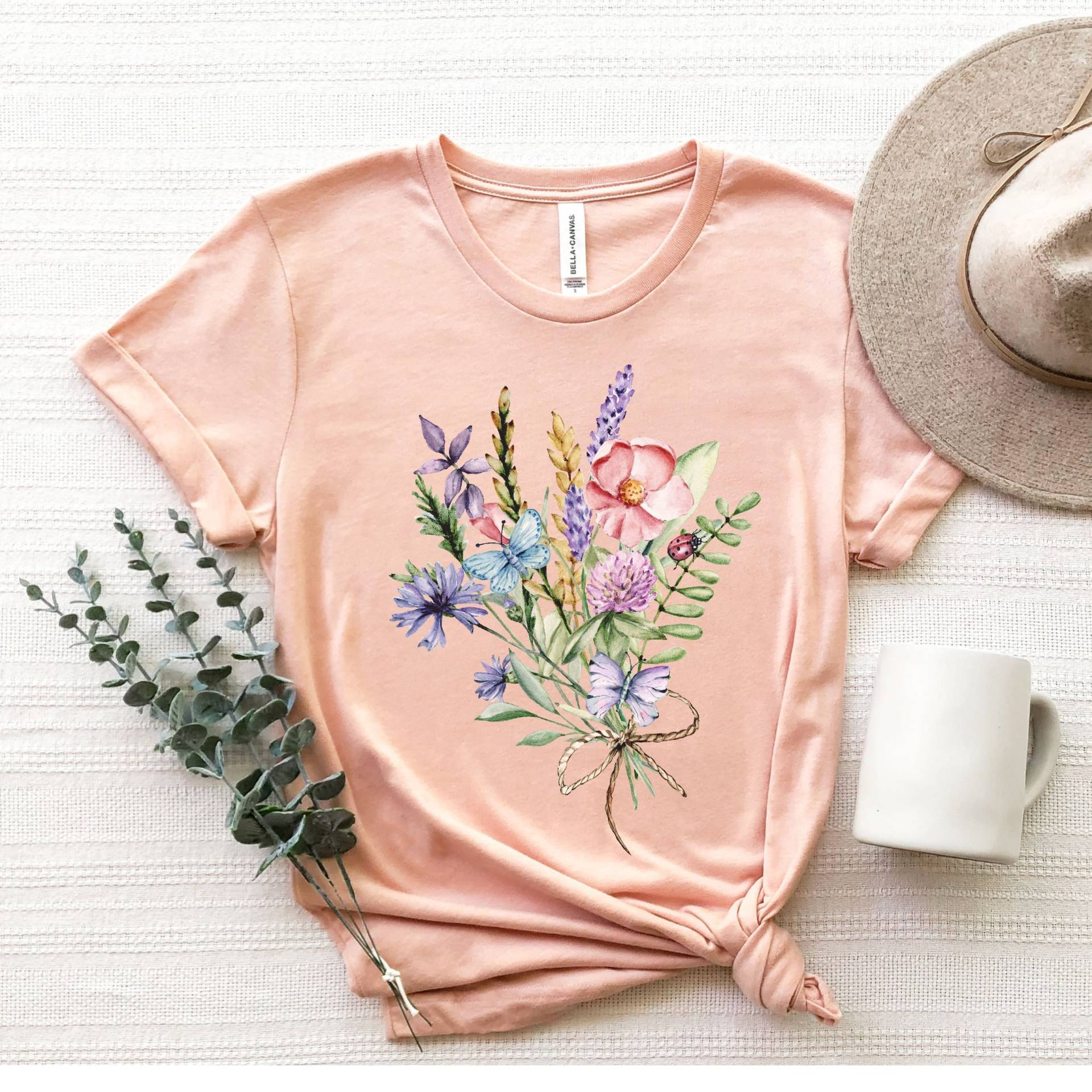 Wildblumen Tshirt Shirt Geschenk Für Frauen Floral Blumen Damen Shirts T-Shirt Bester Freund von QuailRunDesigns