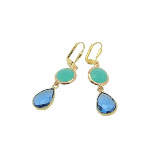 Aqua Und Mint Tropfen Ohrringe, Aquamarin Blaue Stein Brautjungfern Geschenk Schmuck, Geschenke Für Freundin, Braut Ohrringe von QuaintCharmsJewelry