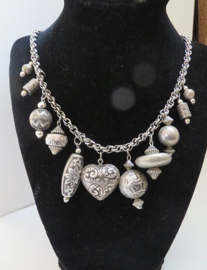 Hübsche Silber Ton Doppel-Link-Kette Halskette Mit Perle Baumelt von QuaintCollectibles