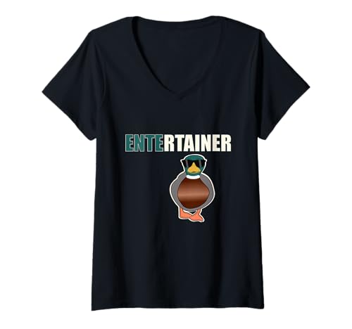 Damen Entertainer Ente T-Shirt mit V-Ausschnitt Damen Entertainer Ente T-Shirt mit V-Ausschnitt von Quak Quak cool Duck