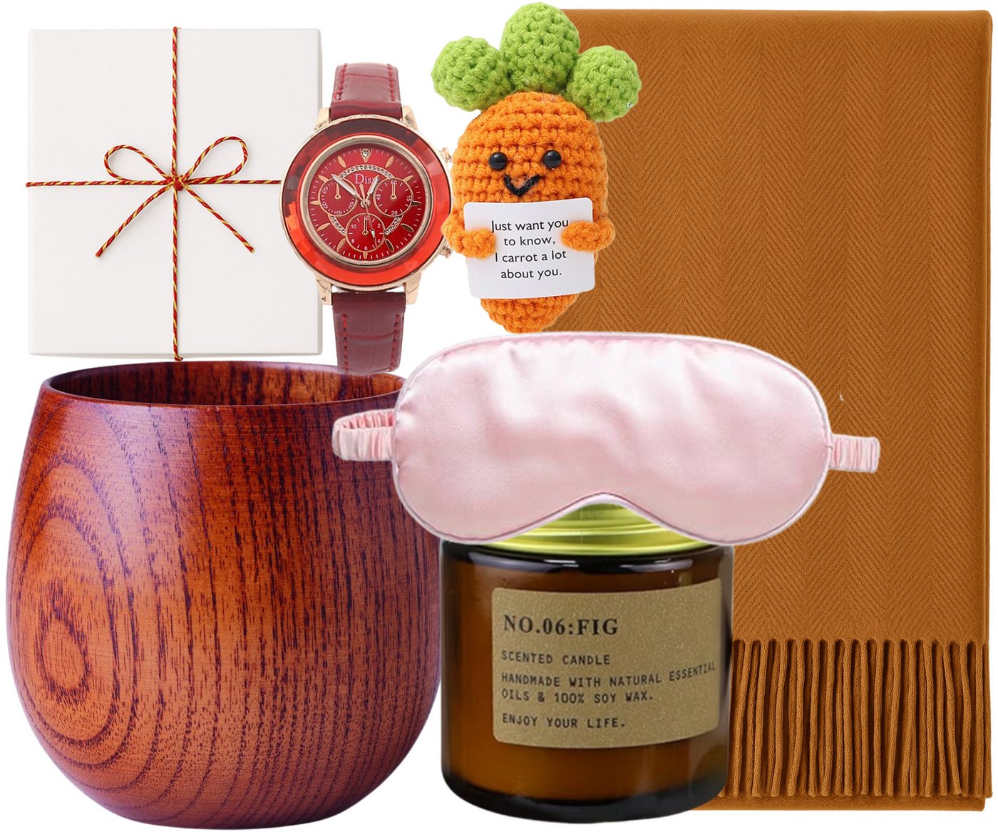 Quality Elegance Schal GESCHENKSET Wellness Box mit Decke Bambus Tasse Kerze Schlafmaske, (Set, 6-St) von Quality Elegance