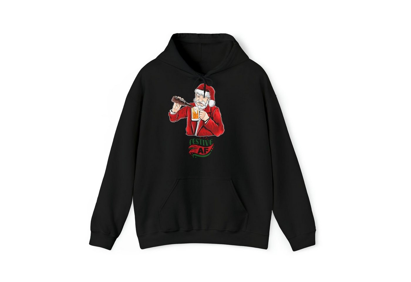 Quality Elegance Weihnachtssweatshirt Festive AF Drunk Santa Christmas Hoodie, Weihnachtspullover von Quality Elegance