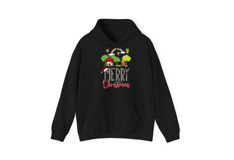 Quality Elegance Weihnachtssweatshirt Merry Christmas Hoodie Regenbogen & Waldhaus Unisex von Quality Elegance