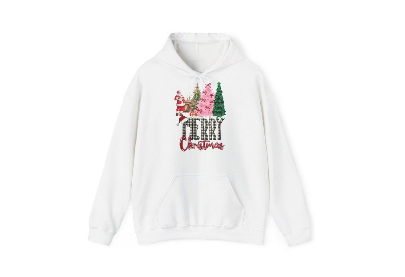 Quality Elegance Weihnachtssweatshirt Merry Christmas Hoodie Santa & Pinker Tannenbaum Unisex von Quality Elegance