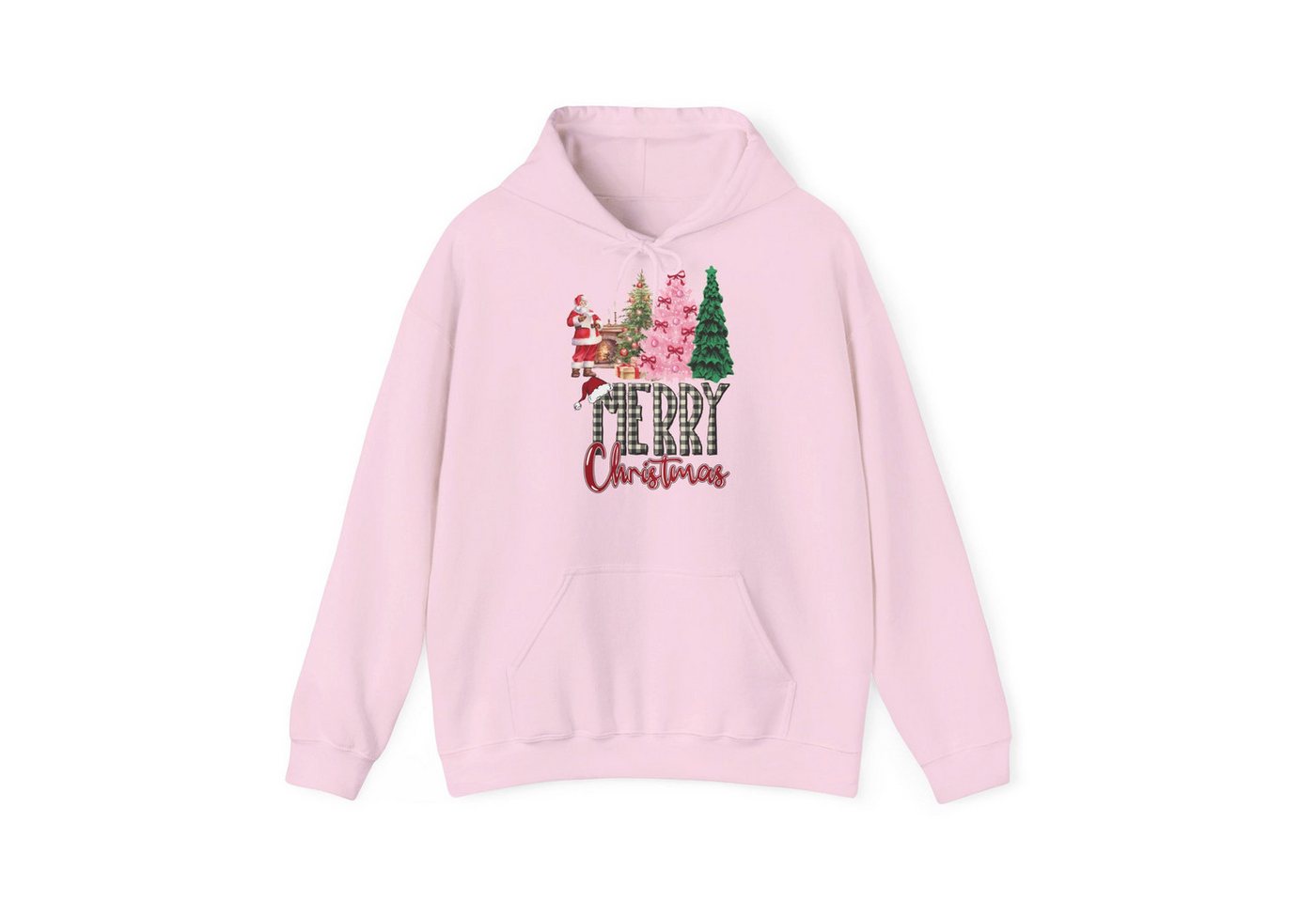 Quality Elegance Weihnachtssweatshirt Merry Christmas Hoodie Santa & Pinker Tannenbaum Unisex von Quality Elegance