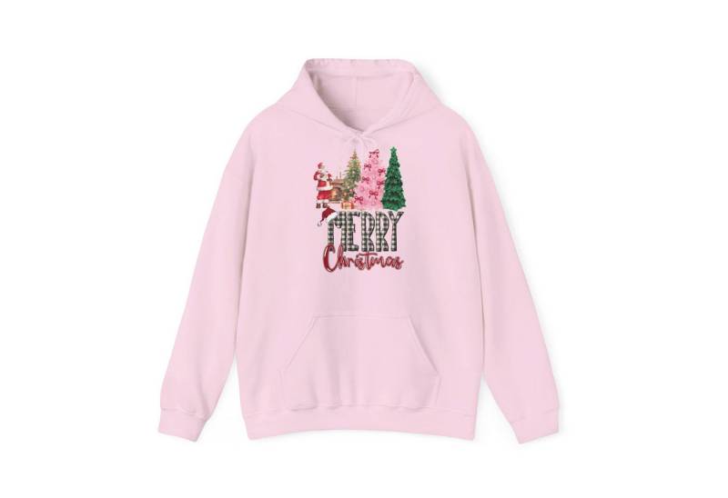 Quality Elegance Weihnachtssweatshirt Merry Christmas Hoodie Santa & Pinker Tannenbaum Unisex von Quality Elegance