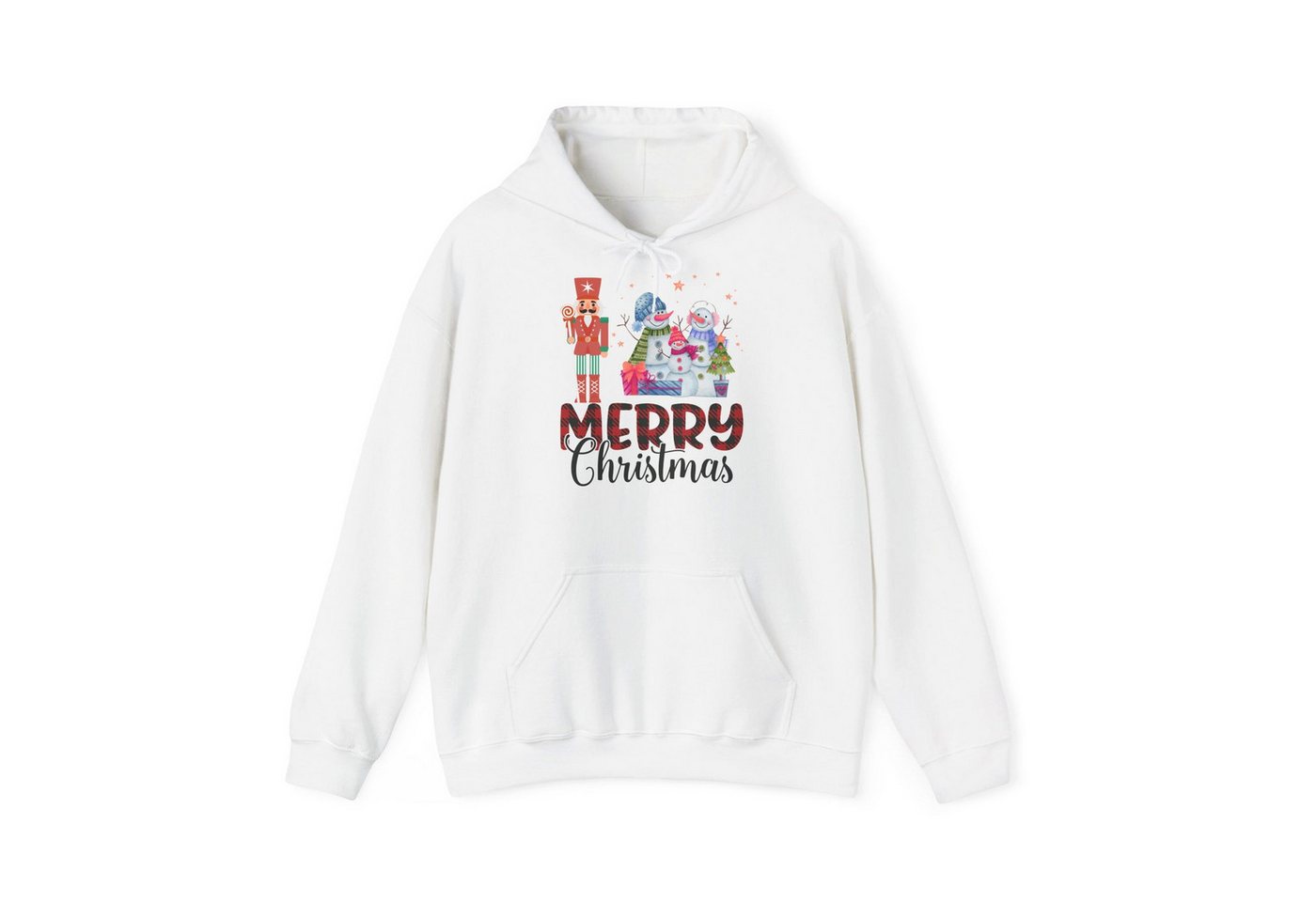 Quality Elegance Weihnachtssweatshirt Merry Christmas Hoodie Schneemann & Nussknacker Unisex von Quality Elegance
