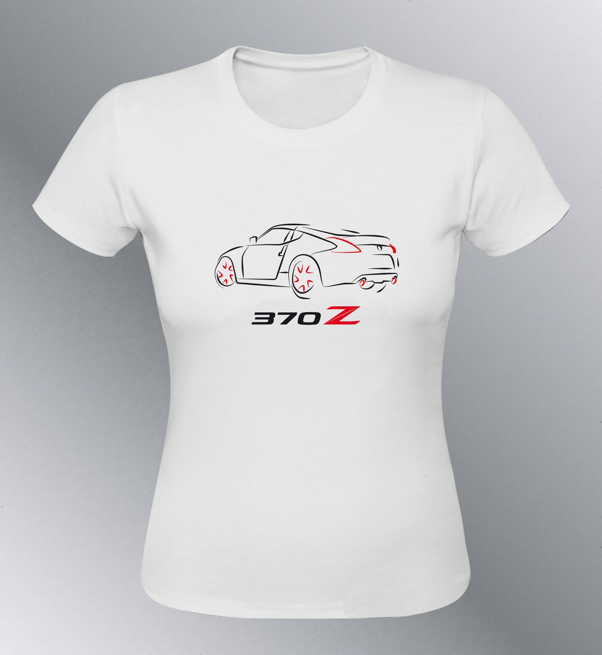 Damen-T-Shirt Mit 370Z-Auto-Linienskizzen-Design von QualityShirtsFrance