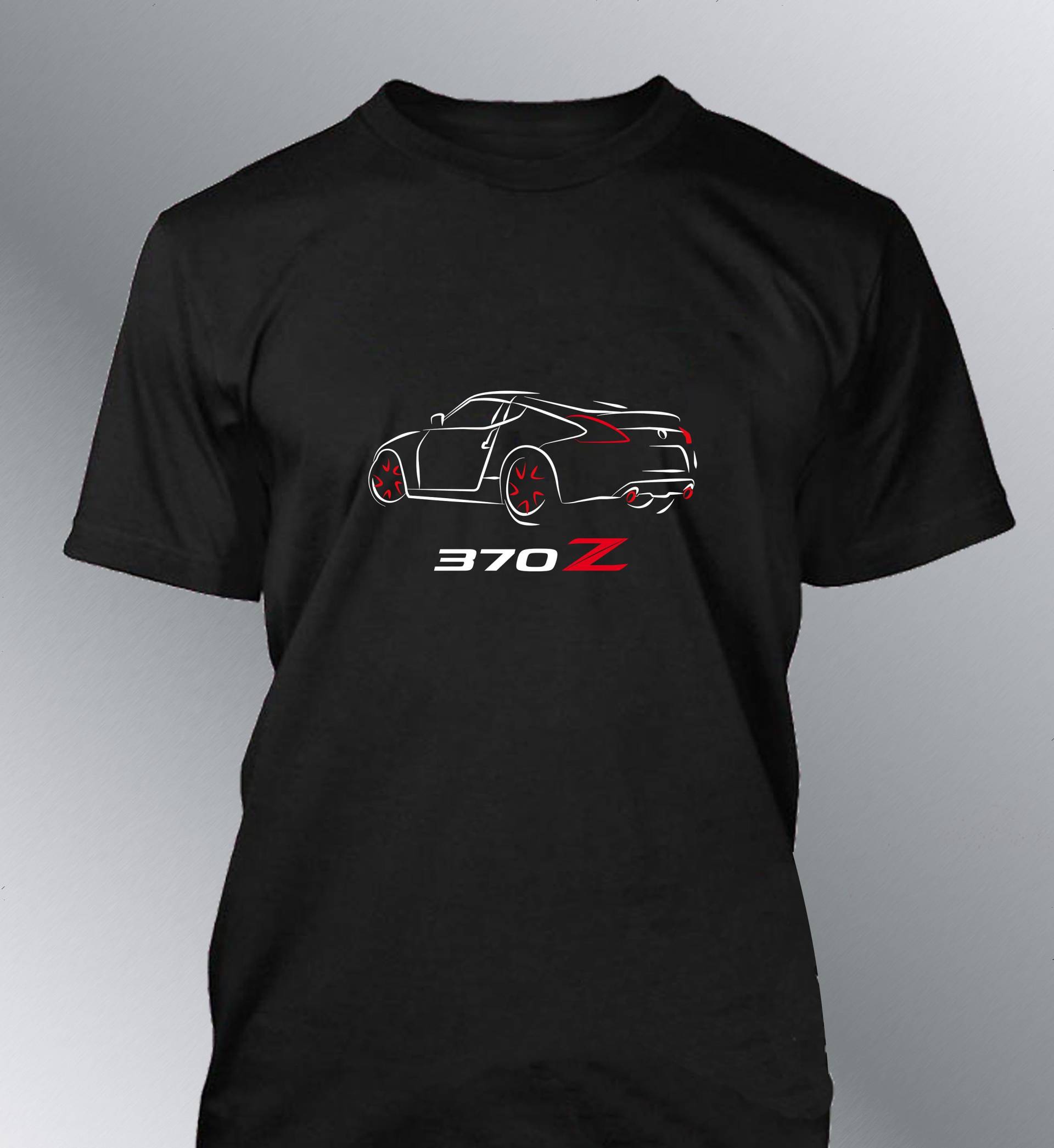 Herren-T-Shirt Mit 370Z-Auto-Linienskizzen-Design von QualityShirtsFrance