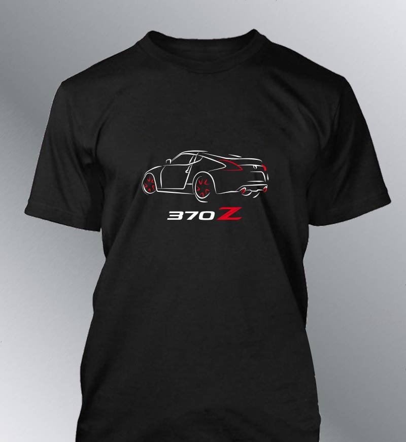 Herren-T-Shirt Mit 370Z-Auto-Linienskizzen-Design von QualityShirtsFrance