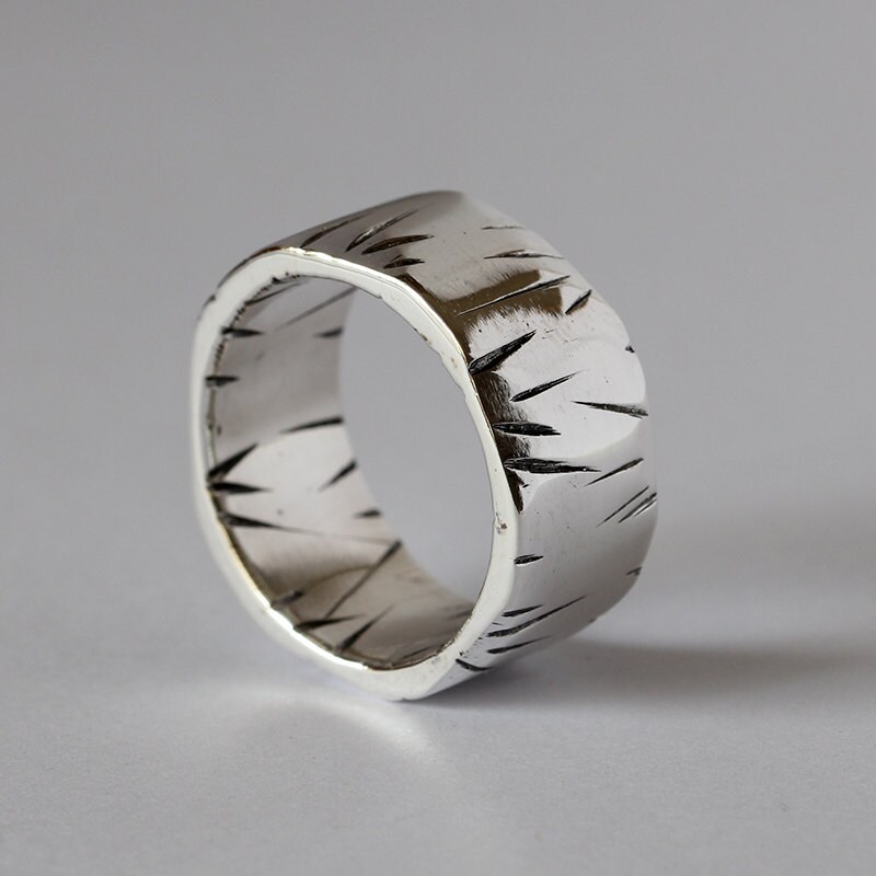 Unregelmäßige Schäden Sterling Silber Neutral Band, Versprechen Hochzeitsband, Valentinstag-Geschenke Unregelmäßige Schäden Sterling Silber Neutral Band, Versprechen Hochzeitsband, Valentinstag-Geschenke von QualitycArt