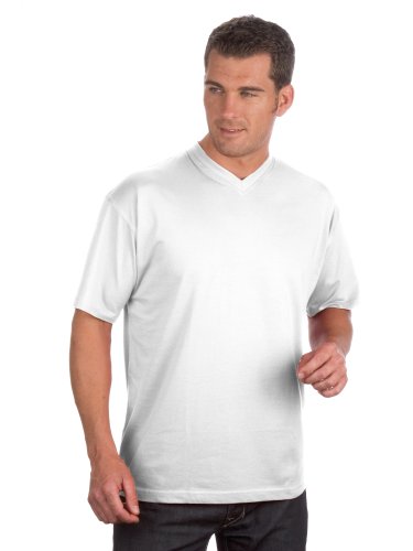 Qualityshirts 2 V-Neck T-Shirt im Doppelpack, Gr. 4XL, weiß von Qualityshirts