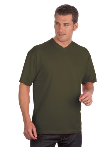 Qualityshirts 2 V-Neck T-Shirt im Doppelpack, Gr. 6XL, Oliv von Qualityshirts