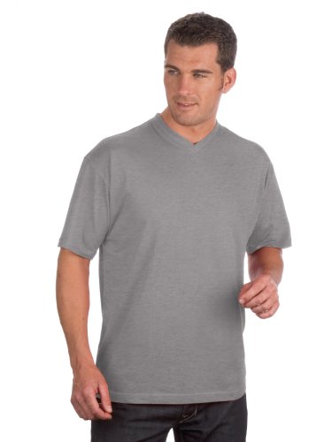 Qualityshirts 2 V-Neck T-Shirt im Doppelpack, Gr. 6XL, Silber von Qualityshirts