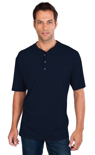 Qualityshirts Kurzarm Serafino T-Shirt mit Knopfleiste Gr. XL dunkelblau von Qualityshirts