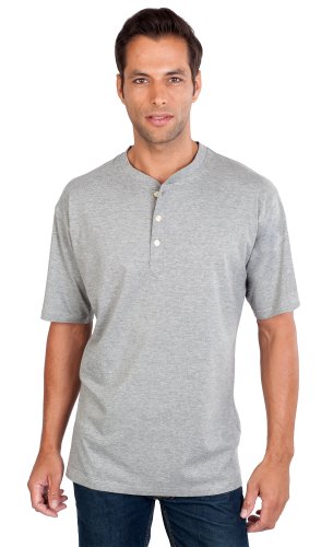 Qualityshirts Kurzarm Serafino T-Shirt mit Knopfleiste Gr. XL Silber von Qualityshirts