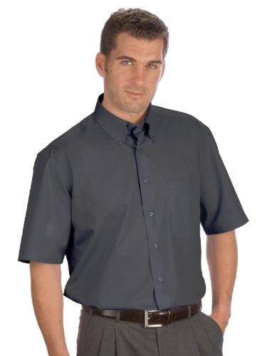QUALITYSHIRTS Kurzarm Uni Hemd Button Down, Gr. L (41/42), anthrazit von QUALITYSHIRTS