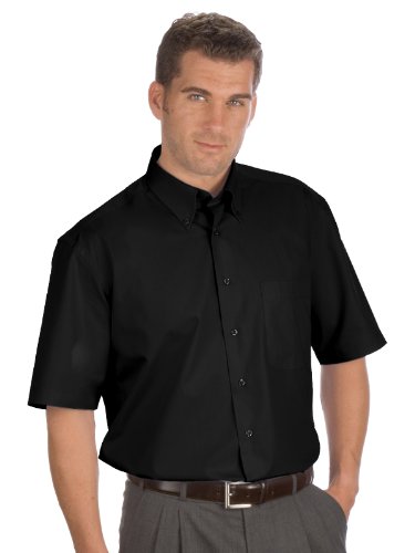 Qualityshirts Kurzarm Uni Hemd Button Down, Gr. L (41/42), schwarz von Qualityshirts