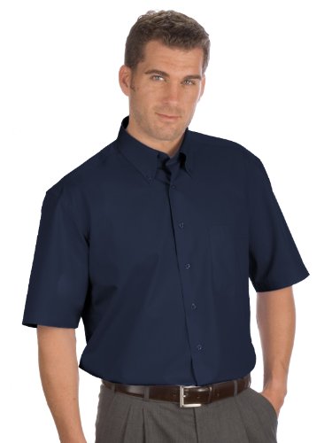 Qualityshirts Kurzarm Uni Hemd Button Down, Gr. M (39/40), dunkelblau von Qualityshirts