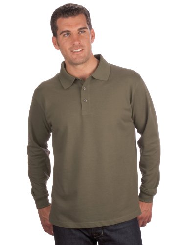 Qualityshirts Langarm Polo Shirt, Gr. 4XL, Oliv von Qualityshirts