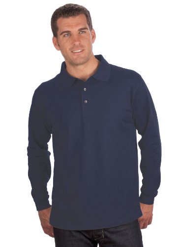 Qualityshirts Langarm Polo Shirt, Gr. L, dunkelblau von Qualityshirts