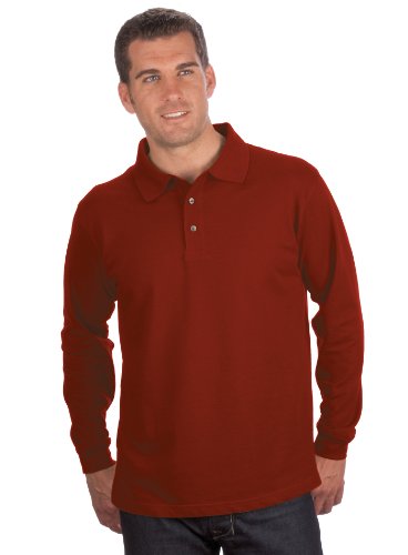 Qualityshirts Langarm Polo Shirt, Gr. XXL, weinrot von Qualityshirts